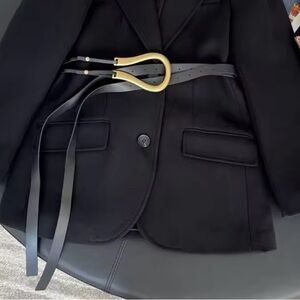 Black Blazer with Gold Buckle Belt